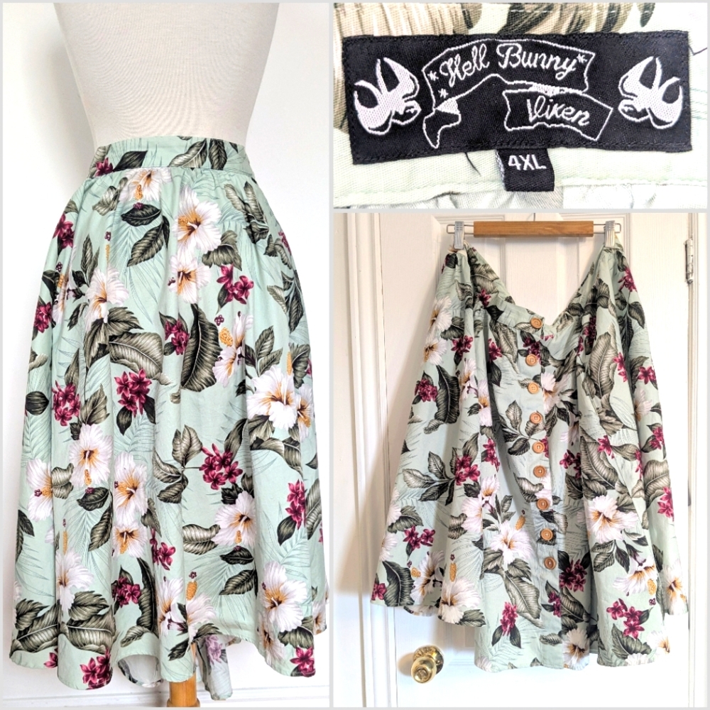Floral Print Hell Bunny Vixen 4XL Skirt